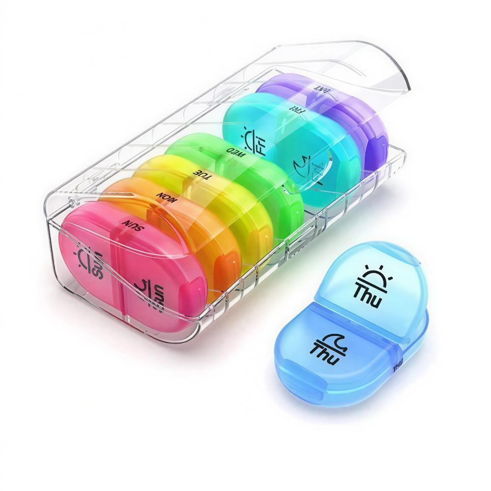 

New Portable Weekly 7 Days Large 14 Grids Twice A Day Pill Storage Case Organizer Box for Vitamin Fishoils Medicine Supplements