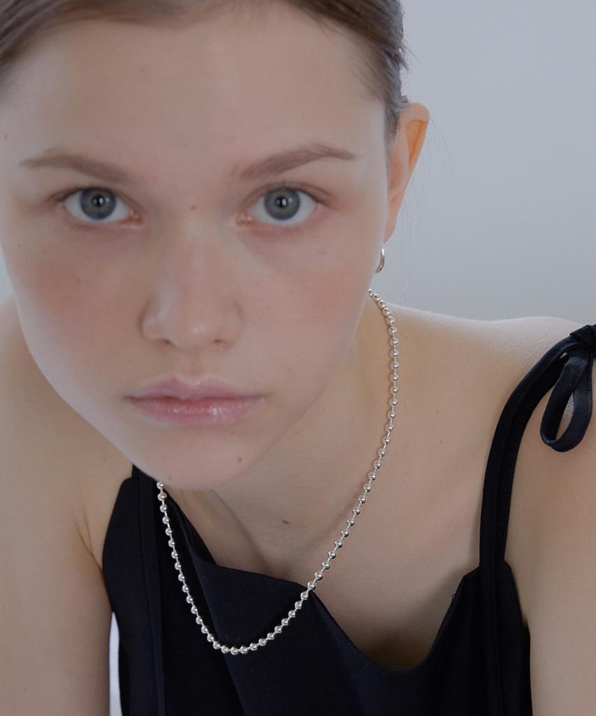 Alleun Silver 925 Ball Chain Long Necklace Bold (C Type)