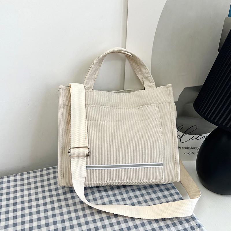Trendy Corduroy Tote Bag For Women Stylish Large Capacity Shoulder Handbag
