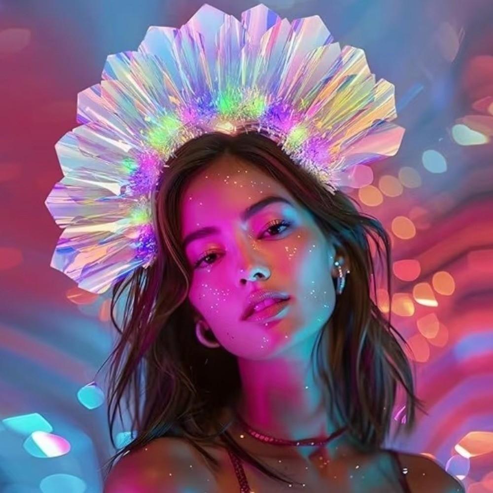 Flashing Light Up Hair Hoop LED Glowing Crown Luminous Laser Headband  Christmas Celebration