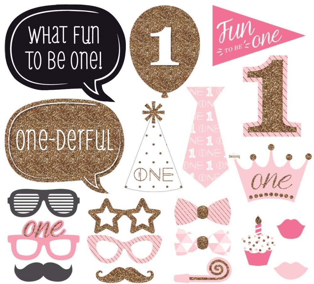 20-Piece First Birthday Photo Prop Set: Bow Tie Balloons & Party Hat