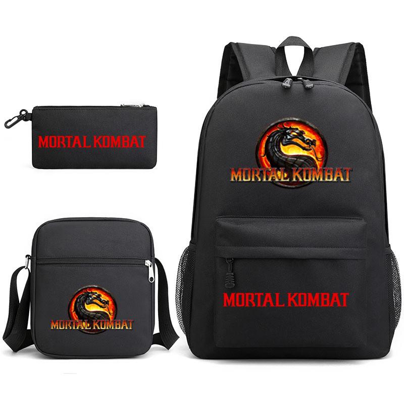 

Mortal Kombat Book Bag Threepiece Set With Waterproof Oxford Fabric For Casual Travel Black