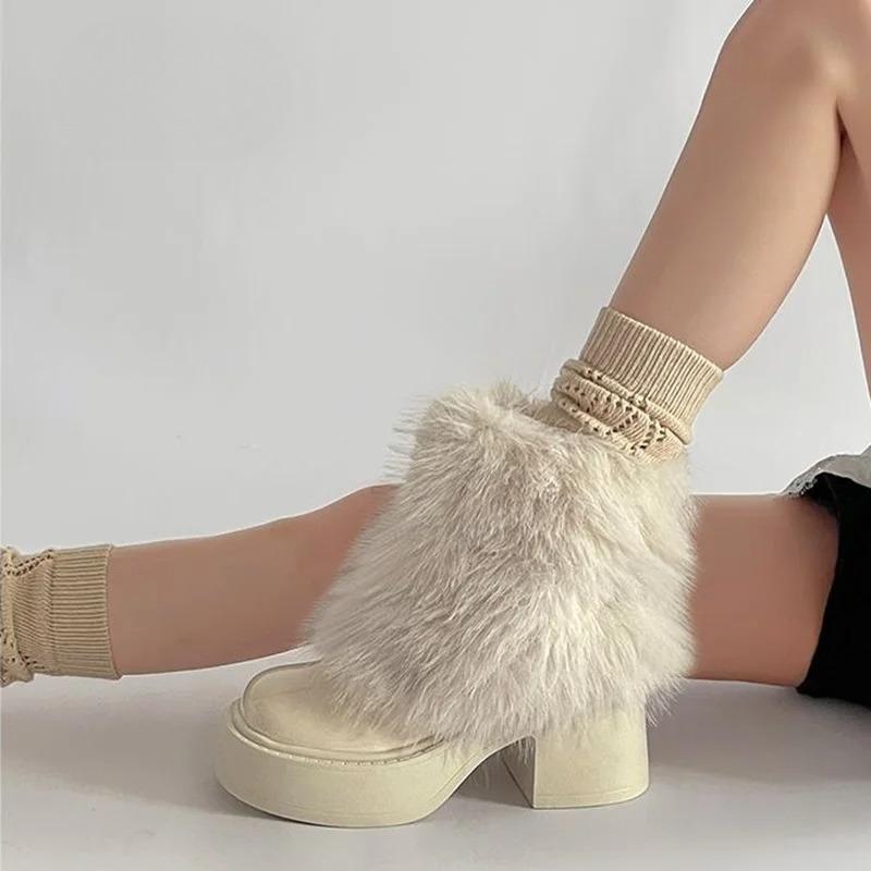 Fashion Thick Bottom Fur Pants Boots Women 2025 Autumn and Winter New Fashion Plus Fleece Warm Fashion Ankle Boots