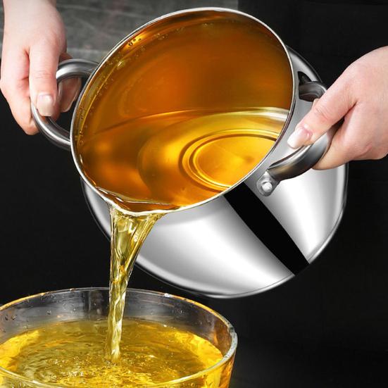 Bacon Grease Container with Strainer Scoop Stainless Steel Large Capacity Oil Container Heat-Resistant Rust-Proof Multi-Purpose Tool for Frying Oil