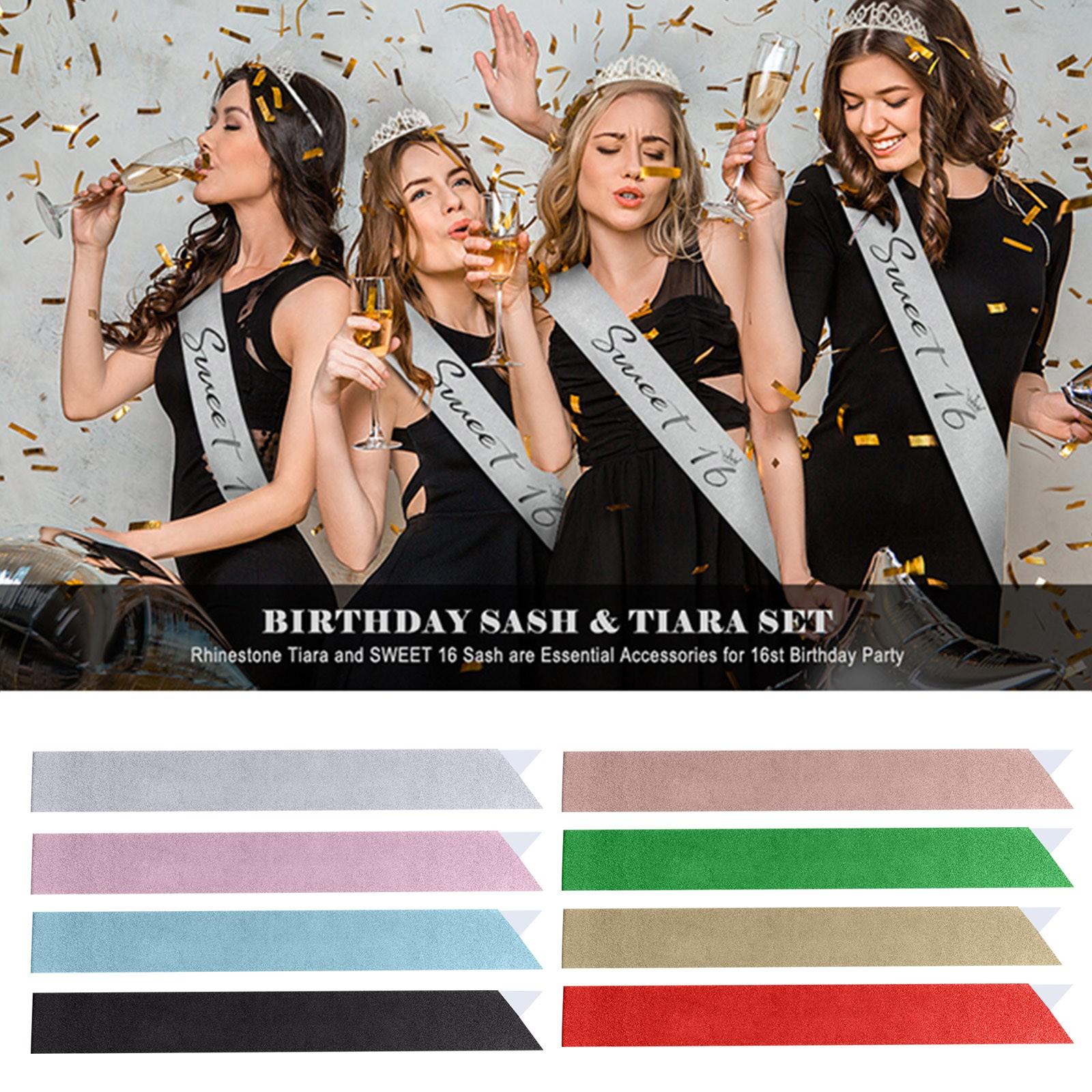 

Personalized Birthday Party Glitter Shoulder Strap Etiquette Belt One Size