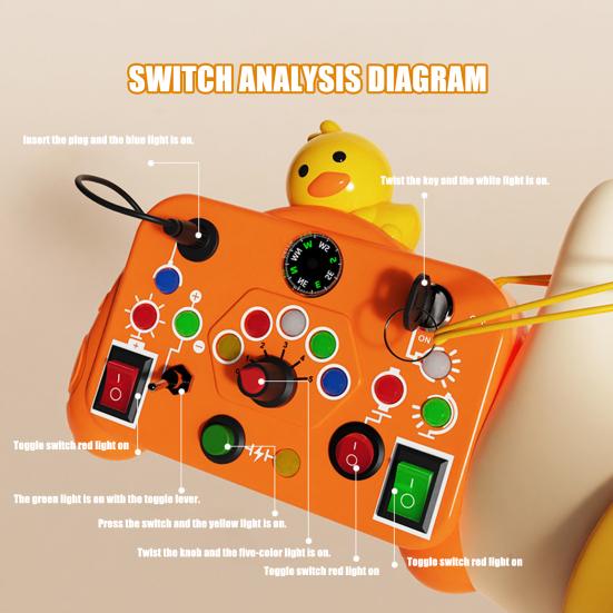 Toddler Animal Busy Board with LED Light Baby Light-up Switch Busy Board Game Machine Travel Kids Educational Learning Activity Toy Boys Girls