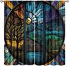 Stained Glass Blackout Window Curtains, Autumn Forest Mosaic Art Beautiful Nature Scenery Stained Glass Home Kitchen Livingroom