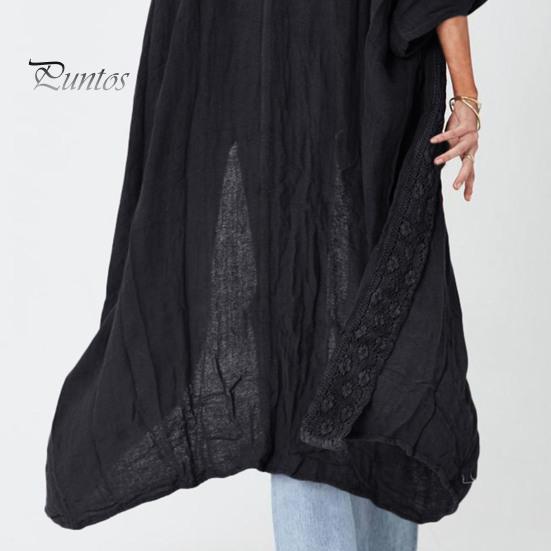 Cardigan de plajă pentru doamnă Cremă solară Anti-UV Mâneci lungi Dantela Stil boem Bikini acoperire Lungime la gamba subțire Haina de vacanță în stil liber de zi cu zi