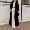 Women's Long Black Double-Breasted Overcoat
