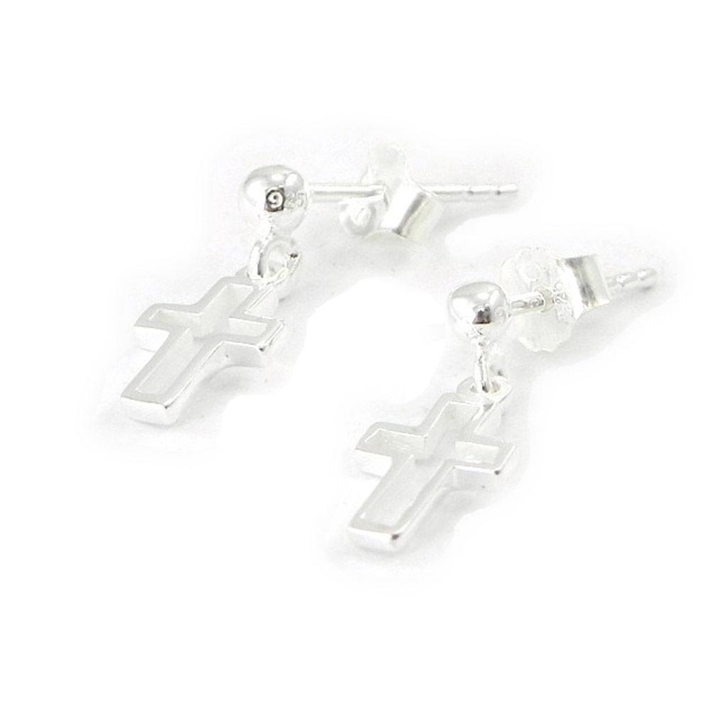 Les Trésors De Lily [I8082] - Silver 'Cross' Earrings (rhodium-plated) - 16x6 Mm