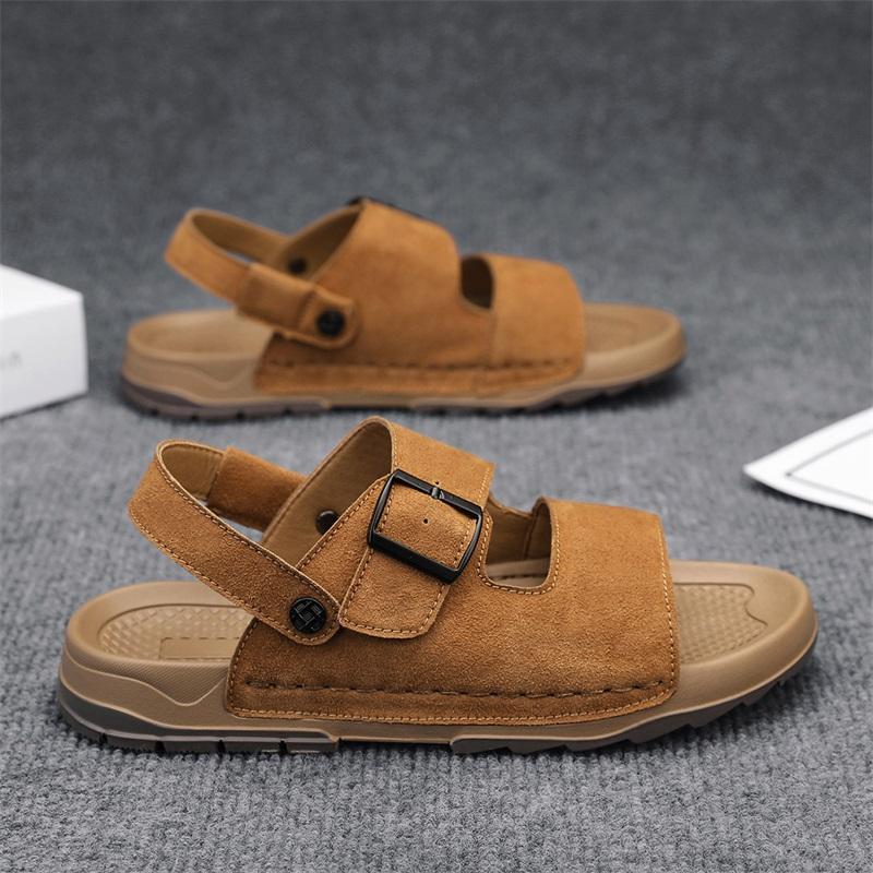 

Fashion Men Outdoor Casual Sport Slippers Leather Non-slip Breathable Roman Shoes Beach Flip-Flop Garden Walking Shoes Summer Sandals 46 жёлтый