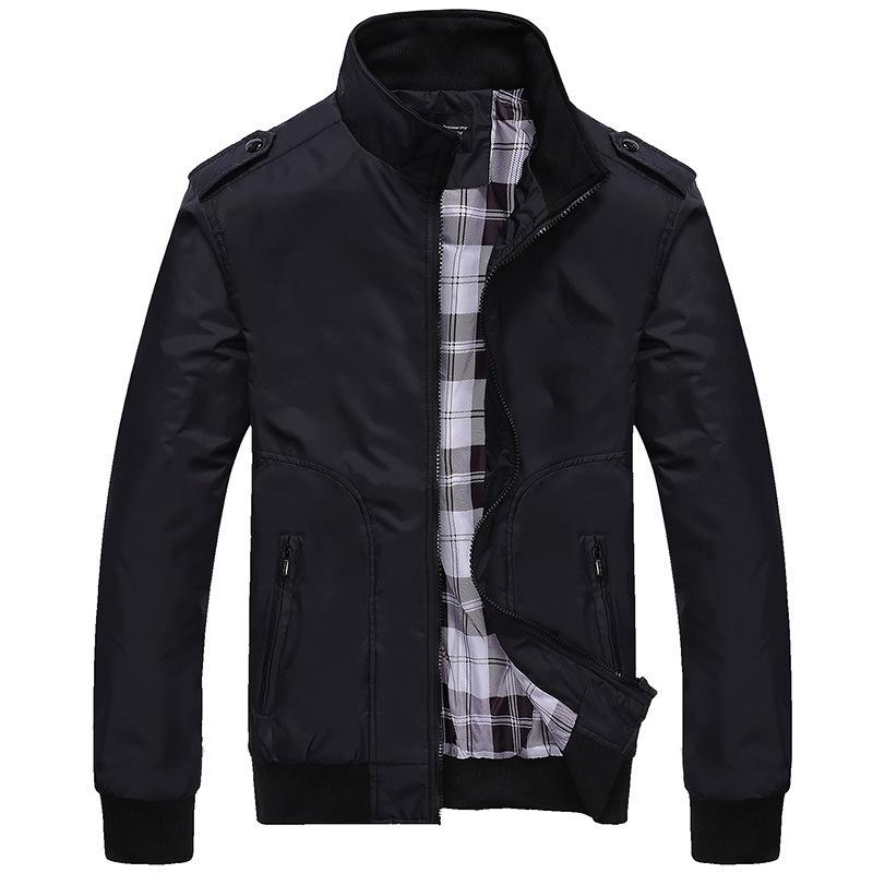 Men's Korean Style Casual Stand Collar Baseball Jacket - Spring/Autumn, Plus Cotton Thickened, Trendy Top