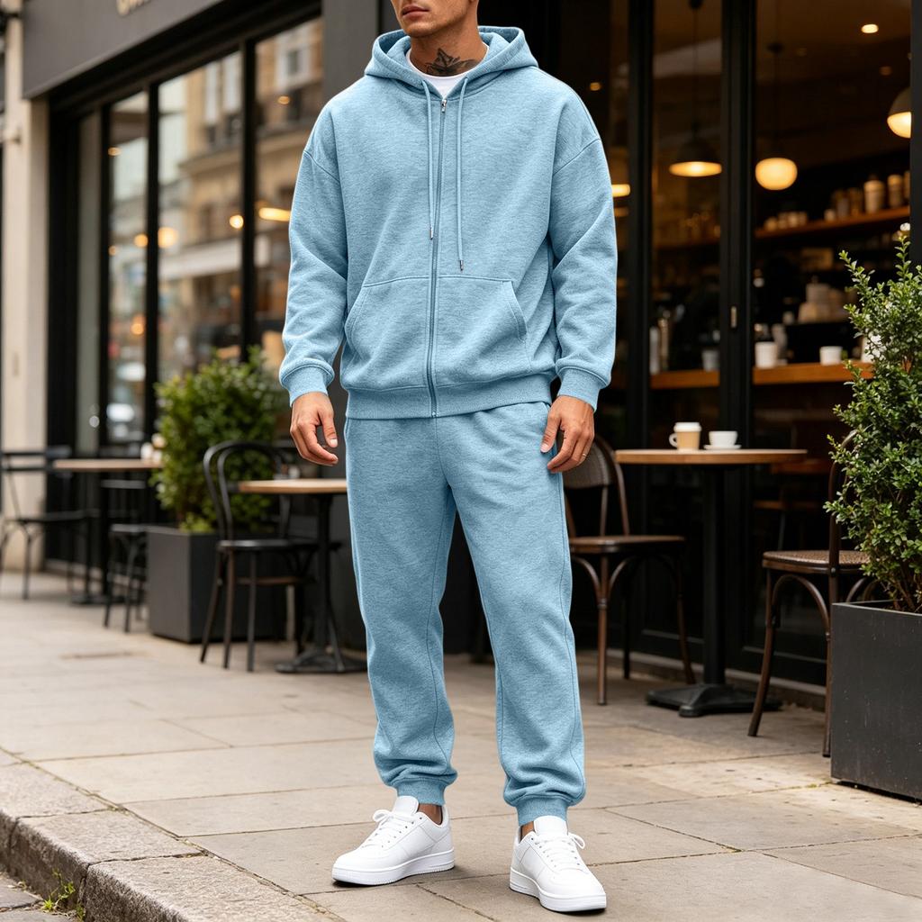 Men's 2-Piece Hoodie Sweatshirt Set Color Casual Sportswear for Everyday Wear