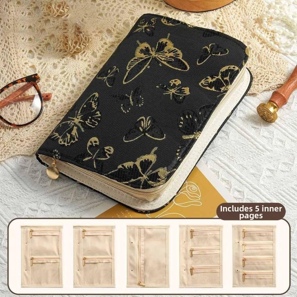 Flower Pattern Jewelry Storage Bag with Zipper Grid Storage Jewelry Organizer Multi-layer Space Saving Notebook Jewelry Handbag