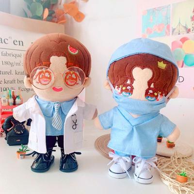 20cm Cotton Uniform Suit Plush Doll Pants Tops Doll White Coat Clothes for Idol Dolls Fashion Doctor Surgical Clothing