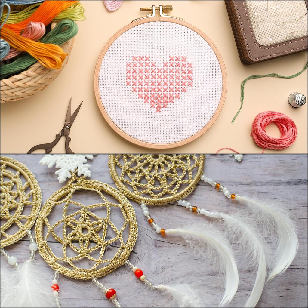uxcell 6-Piece 9" Embroidery Hoops, Adjustable Round Bamboo Circles, Cross Stitch Hoop Rings for Arts, Crafts, Sewing, and DIY Decoration