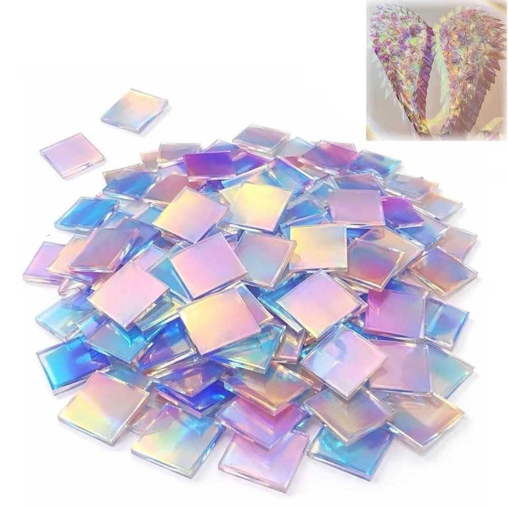 50Pcs Square Holographic Acrylic Rainbow Iridescent Acrylic Radiant Acrylic Sheets Home Decoration