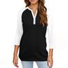 Women's T Shirt Print Button 3/4 Sleeve Daily Weekend Fashion Basic V- Neck Regular Top