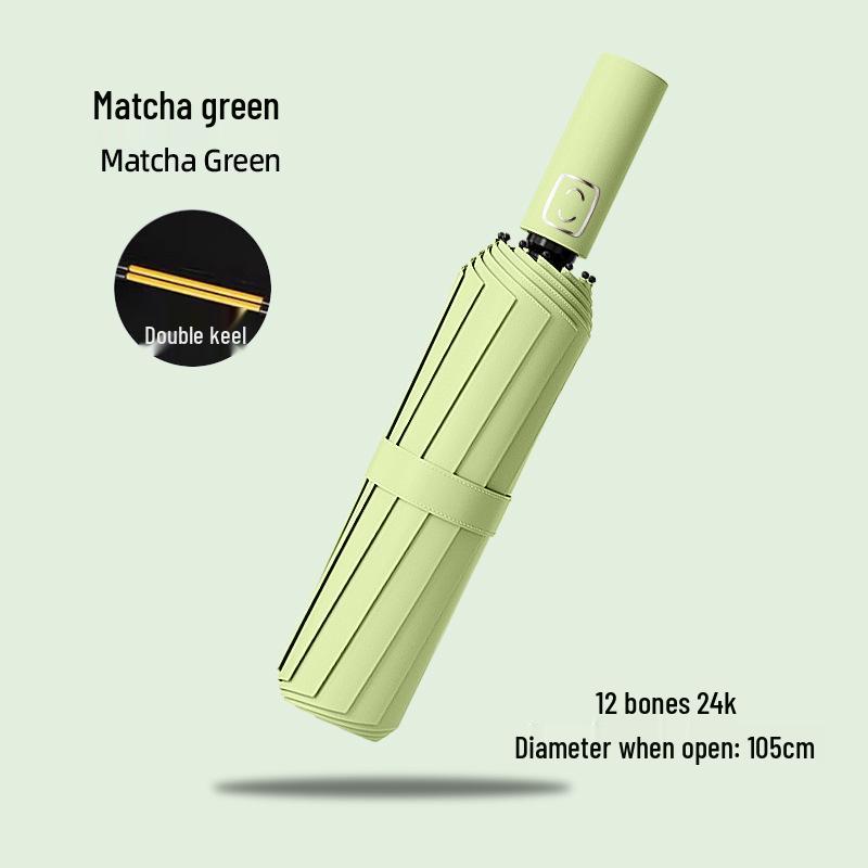 24-Bone Automatic Windproof Folding Umbrella for Men, Rain or Shine, with UV Sun Protection