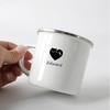 Customized Letter Enamel Water Cup, Minimalist Couple Cup, Creative Heart-shaped Pattern Customization, Valentine's Day Gift.