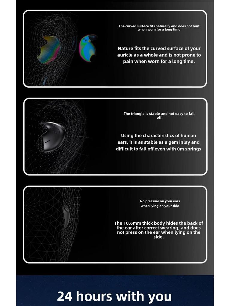 MD528 Bluetooth Headset: TWS Dual-Ear Comfortable On-Ear Style for Sleeping, Long Battery Life.