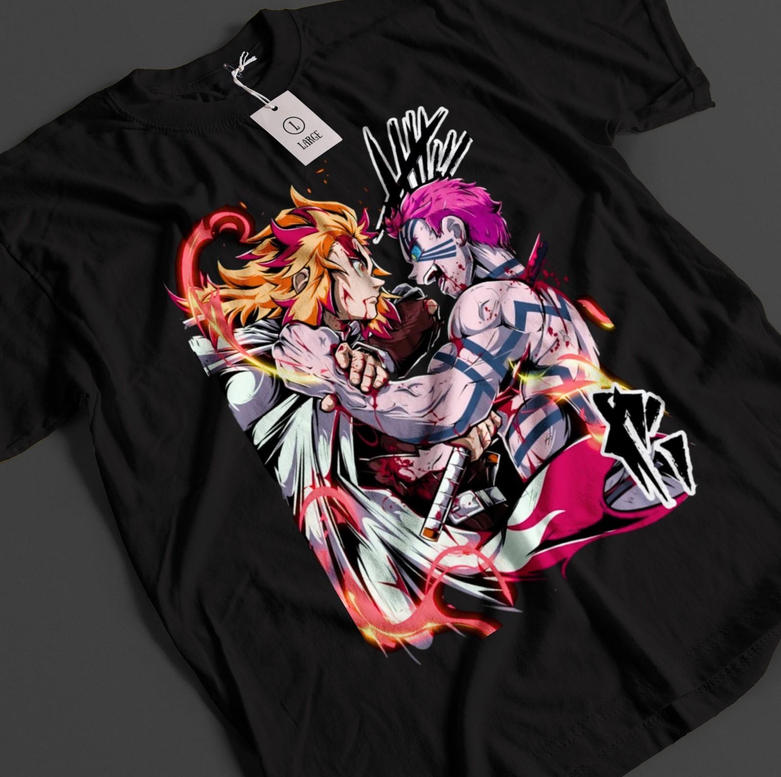 Demon Slayer Shirt Akaza vs Rengoku Kyojuro T-Shirt Mens Womens Tees Top Tanjiro KNY Muzan Doma Tee S