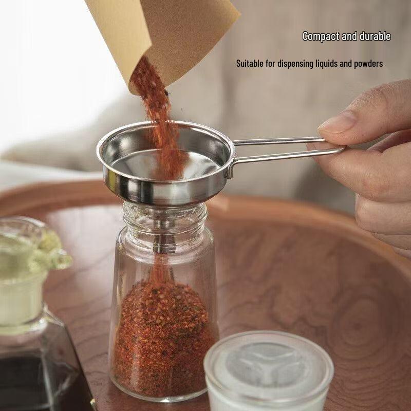 Mini Stainless Steel Funnel with Handle for Kitchen Liquid Dispensing