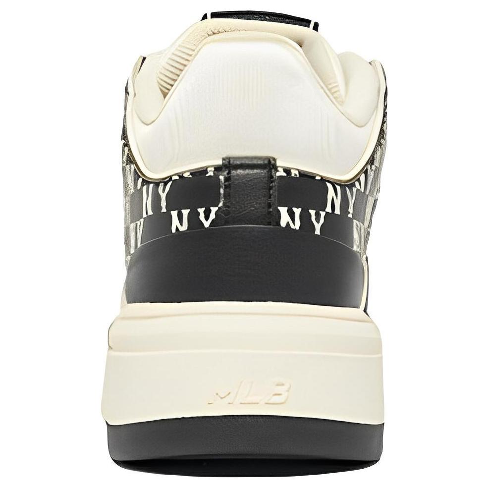 New MLB Chunky Liner Basic Mid Top Skateboard Shoes Unisex Beige Black 3ASXLM13N-50BKS