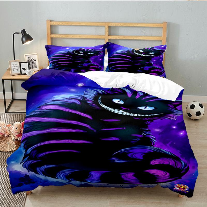 3PCS WonderlCat Fantasy Bedding set,Ideal For1pc Duvet Cover And 2pcs Pillowcases Perfect for Christmas gift,Ideal for Bedroom, Dormitory