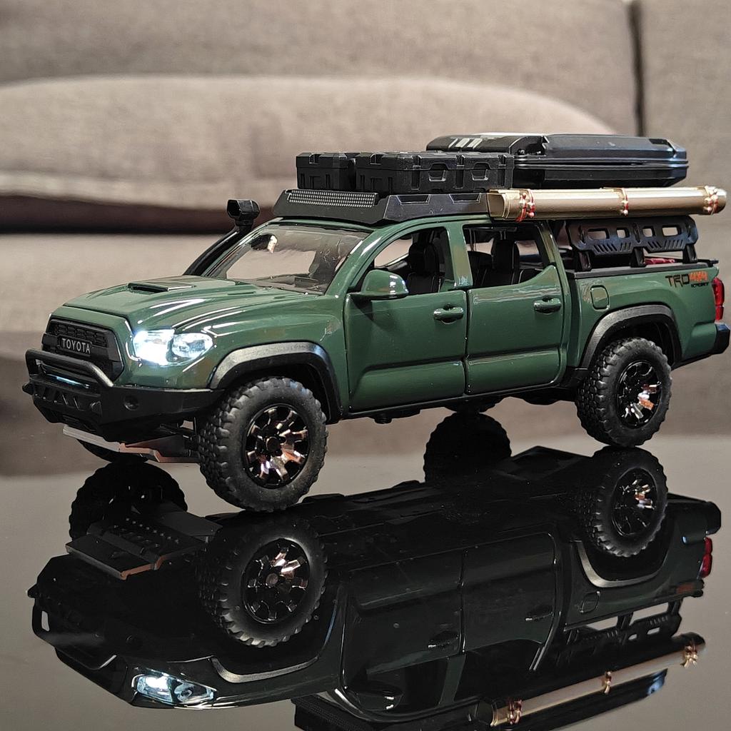 1:32 Scale Toyota Tacoma TRO Off Road Pickup Truck Alloy Diecast Travel Version Model Sound & Light Mini GT Ornament Collection