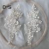 2 Pcs Embroidery Lace Applique Sewing Flower Fabric Collar Patch Motif Wedding Gown Dress Bridal DIY Crafts for Daily Wear Tailor Shops