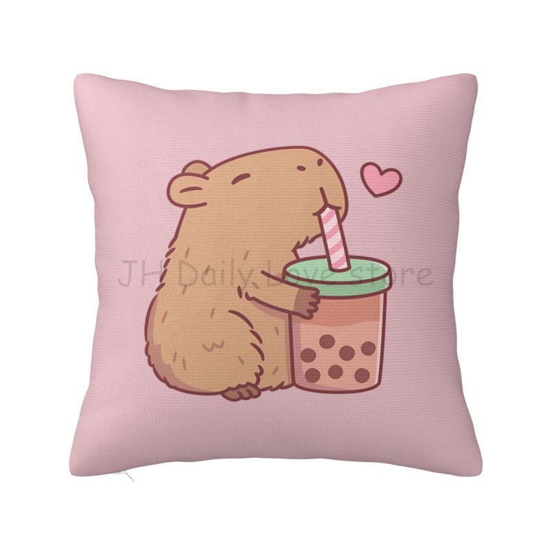 Cute Capybara Be Cappy Pillow Case Cushion Cover Pillowcase X Inch Soft Cozy Pillow Cover for Home Sofa Bed Car Decoration