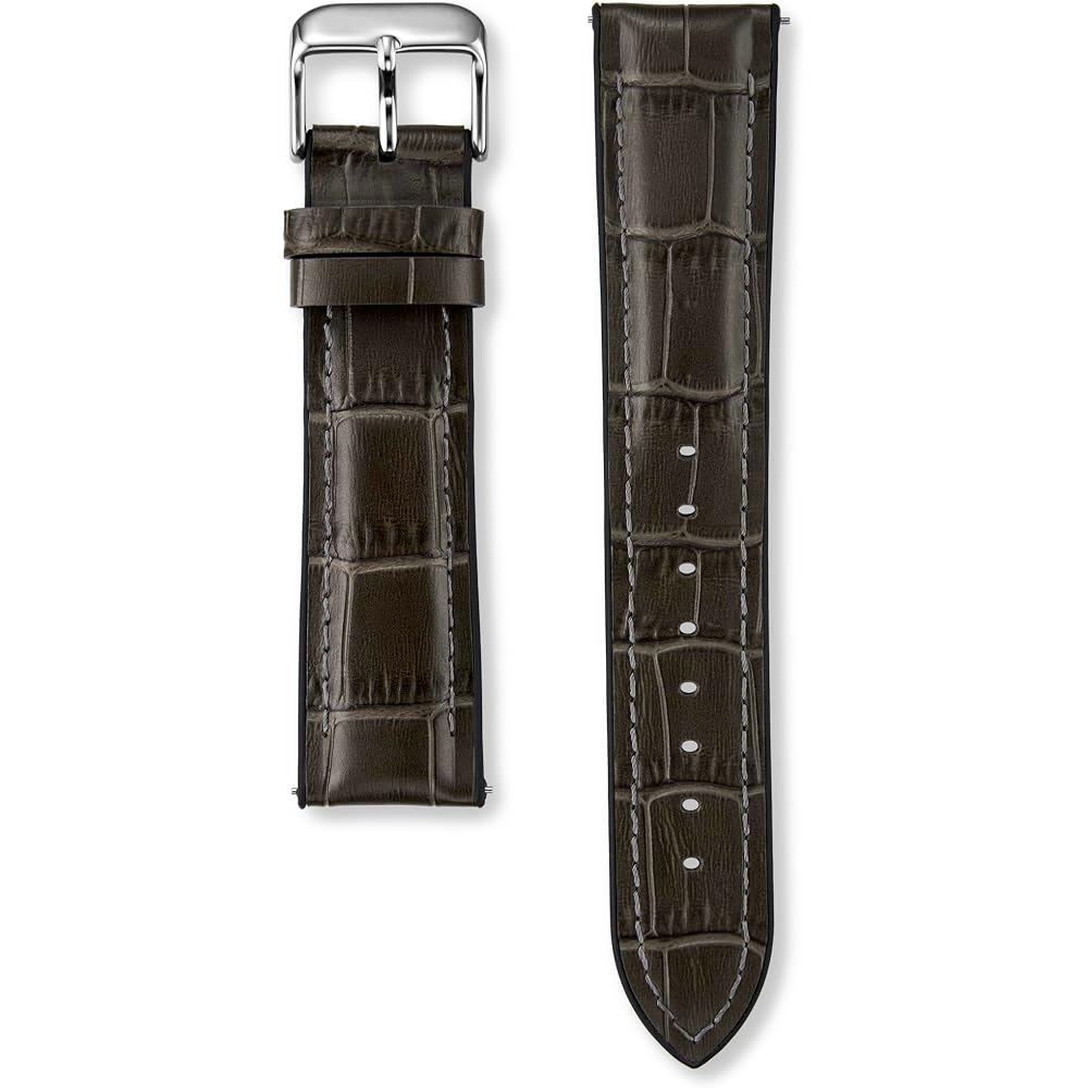[Seiko Watch] Genuine aftermarket band, cowhide leather with crocodile pattern embossed, cowhide leather & rubber backing, lug width 20mm, buckle widt