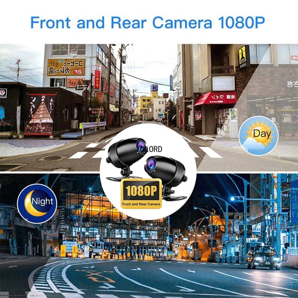 WiFi Motocyklový DVR Palubná Kamera 1080P+1080P Full HD Predný Zadný Pohľad Vodotesná Motocyklová Kamera GPS Záznamník Záznamové Zariadenie