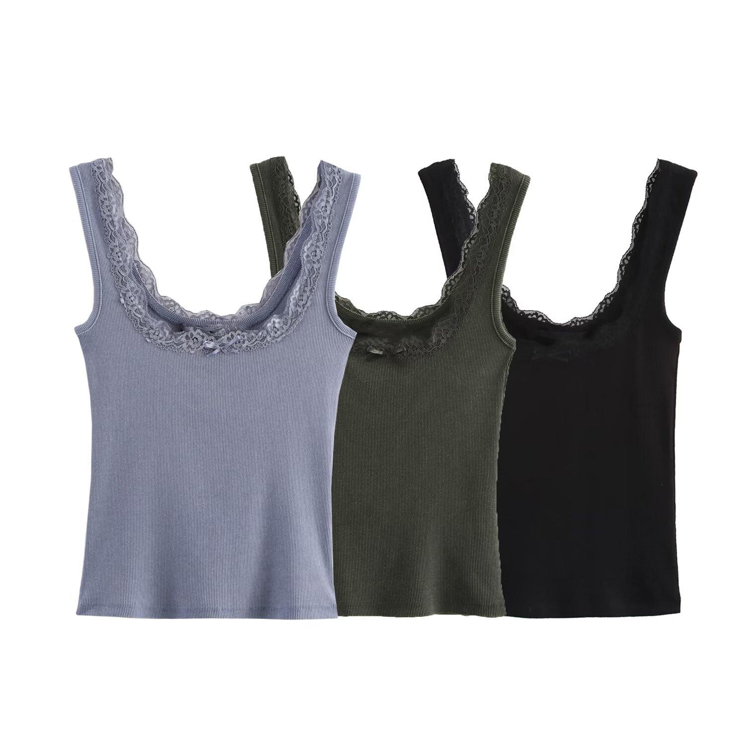 

2025 Spring Women s Slim Sexy Lace-Trimmed Vest Top Medium