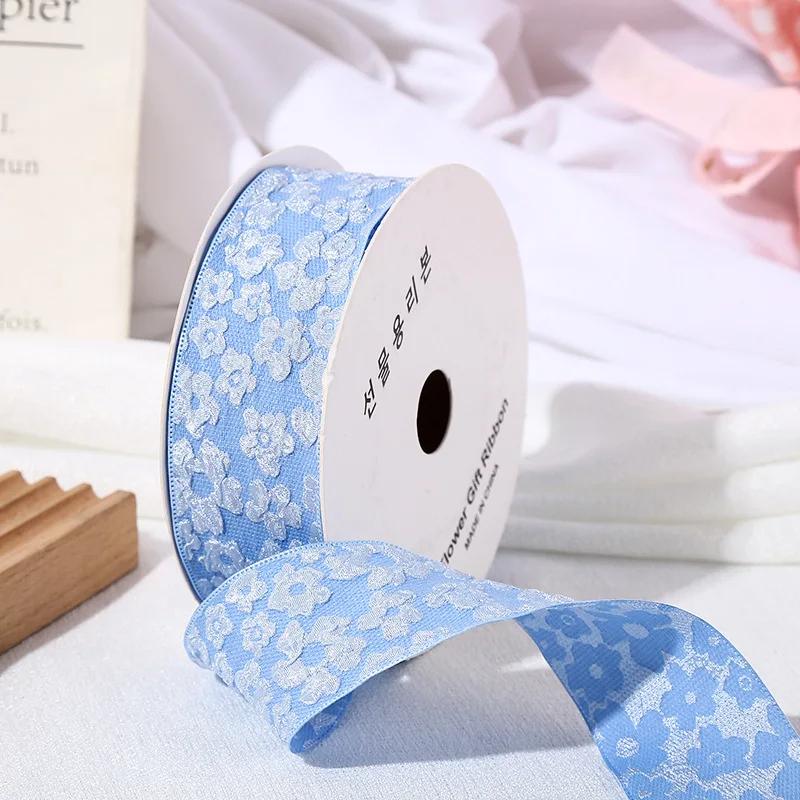 10Yards 25/40mm 3D Flower Wrinkle Embossment Ribbon DIY Accessories for Bows Bouquets Gift Wrapping Sewing Clothes Materials