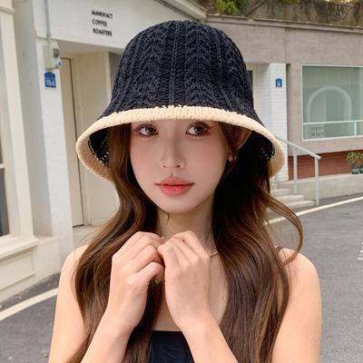 Summer Hat Female Face Small Bucket Hat Hollow Knitting Fashion Versatile Spring and Autumn Bucket Hat