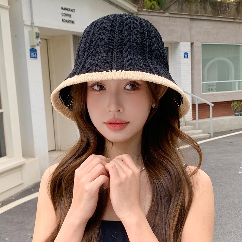 Summer New Hat Women Plain Face Small Bucket Hat Hollow Weaving Fashion Versatile Spring and Autumn Bucket Hat