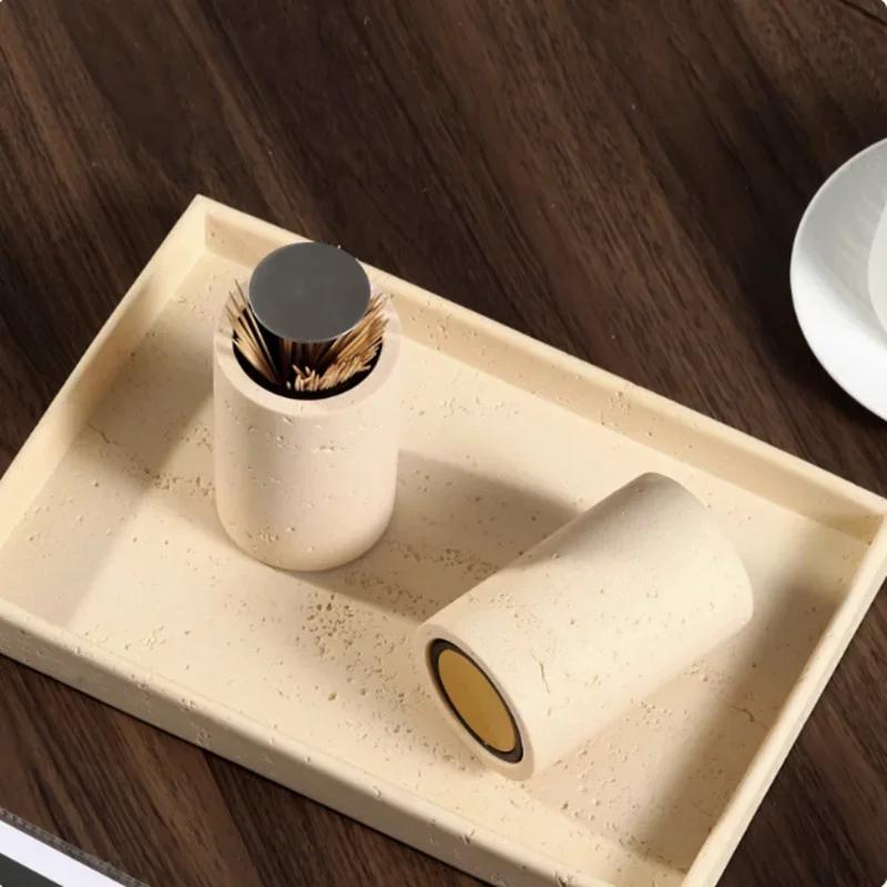 Beige Retro Cave Stone Soap Dispenser, Bathroom Accessories, Shampoo Dispenser, Storage Tray, Tissue Box, Toothbrush Holder
