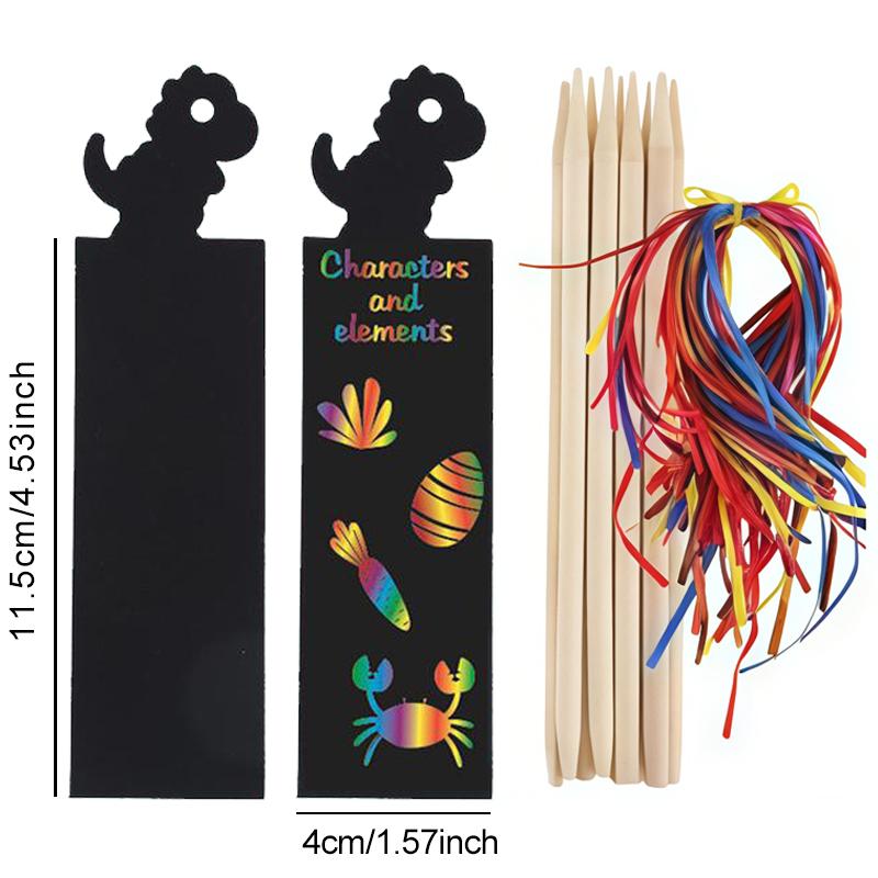 12 STÜCKE/Set Magisches Kratzlesezeichen 4 STÜCKE Buntes Zeichenlineal Kunst Schreibwarenset Festival Party DIY Geschenk Klassenbelohnungsgeschenk ZYF