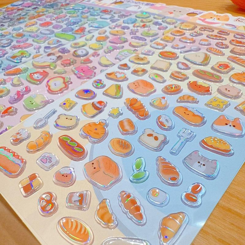 Japanese Cute Animal Jelly Stickers 3D Puffy Crystal Resin Decals for Children Reward Album Phone Decoration