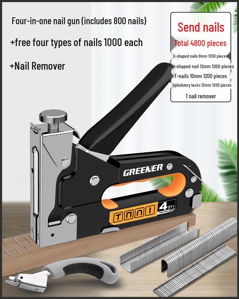 "Green Forest Manual Woodworking Nail Gun: Special Door & Stapler for Home Oil Painting"