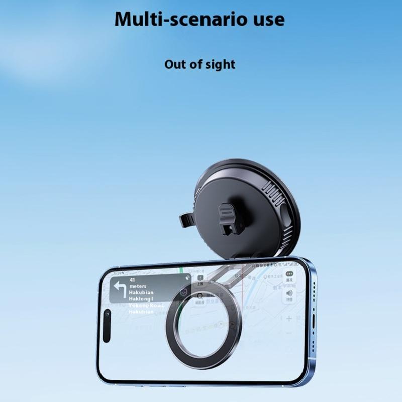 Foldable Magnetic Car Phone Holder Double Center Phone Bracekt Adjustable Vacuum Suctions Cup Upgrades for Most Smartpho