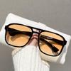 Women's Trendy Double Beam Gradient Color Sun Glasses Classic Square Frame Sunglasses Unisex Retro Steampunk Goggle Eyewear