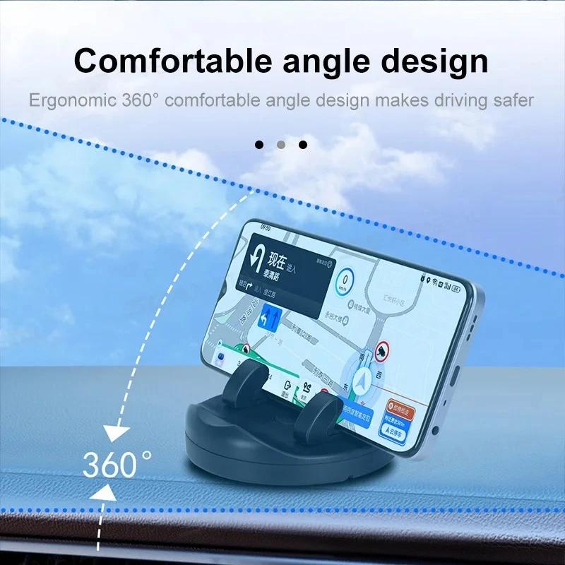 Universal Dashboard Car Phone Mount 360° Rotation Luminous Number Plate Holder Stable Anti-Slip Vehicle GPS Holder