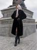 Faux Fur Long Coats Women Jackets Overcoats Lace Up Turn Down Collar Full Sleeve Open Stitch Thick Loose Y2k  Autumn Winter