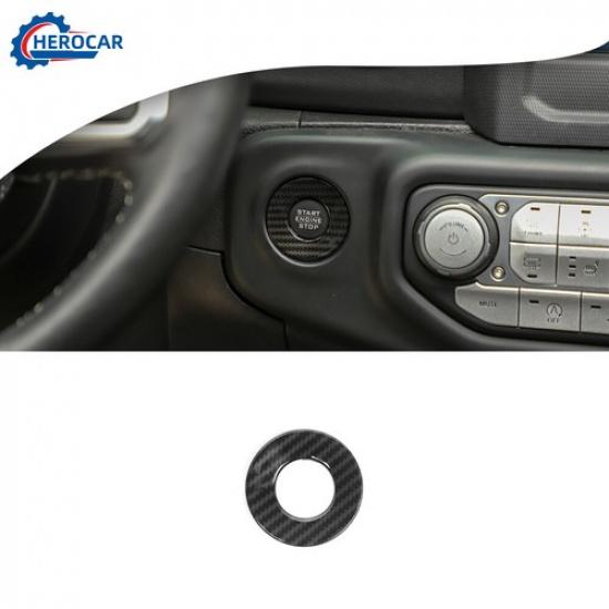 Engine Start Stop Switch Cover Trim for Jeep Wrangler JL JT 18+ Carbon Fiber ABS