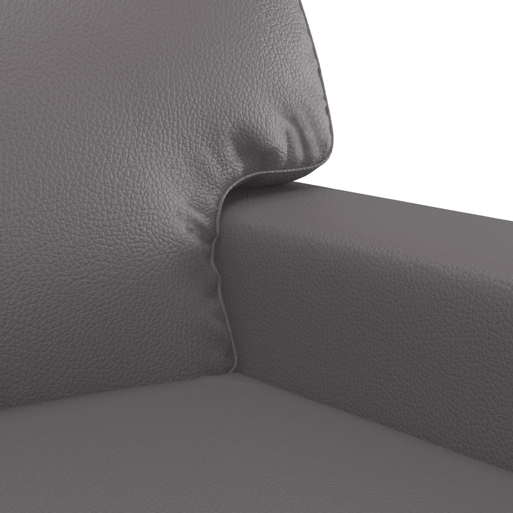 3 Piece Sofa Set Grey Faux Leather