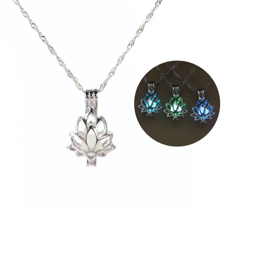 

Novelty Adjustable Jewelry Gifts Luminous Necklace Lotus Flower Shaped Necklace Glow in the Dark