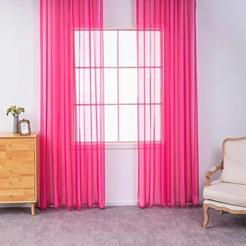 1pcs Beautiful Home Decoration Curtain Translucent Solid Color Gauze Curtains Gorgeous Hotel Living Room Decor Window Blind